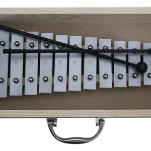 Metalófono diatónico de 13 notas cromadas con maleta de madera.